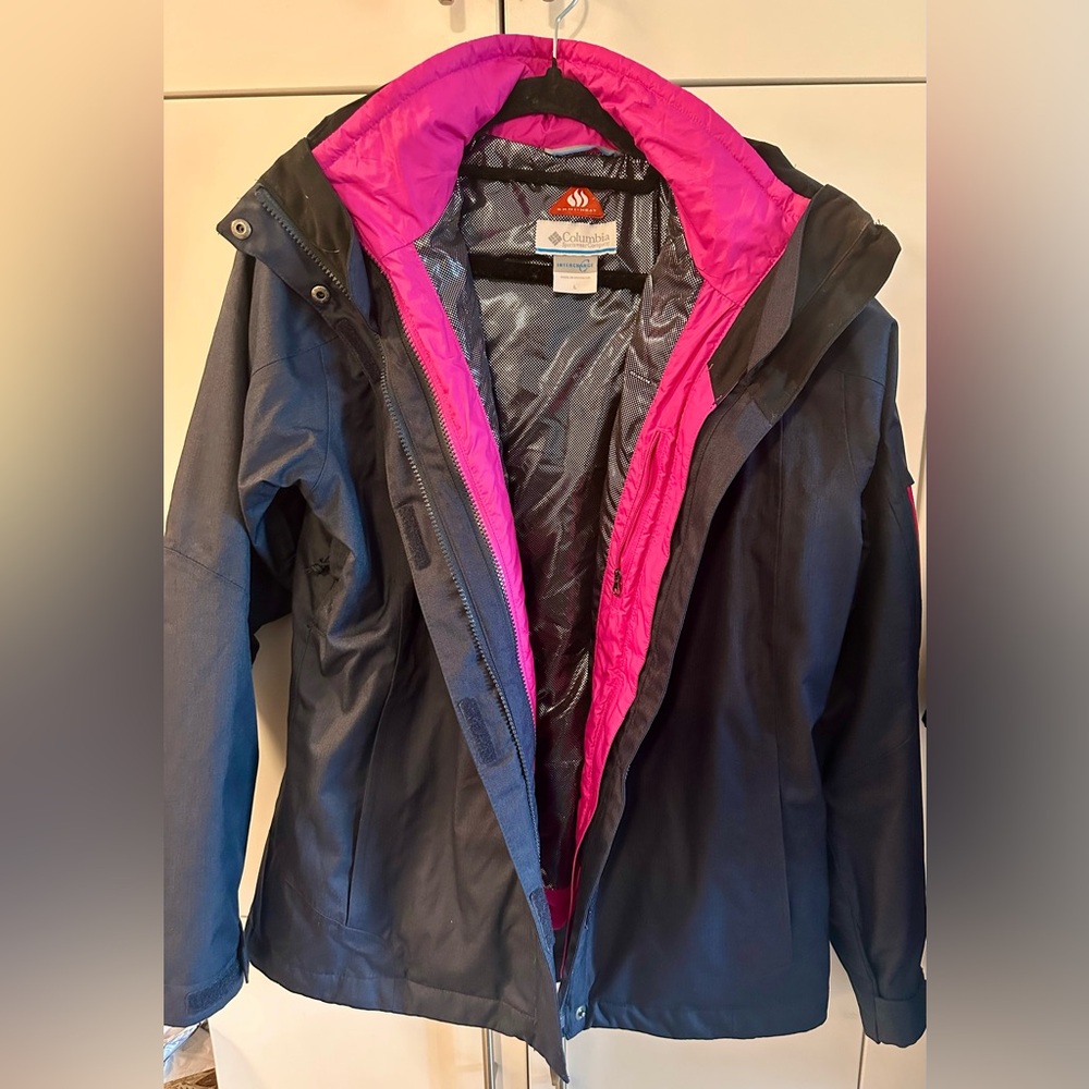 Columbia Omni Heat-navy and fuscia ski Jacket 3-in-1 System